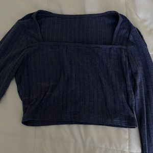 Navy blue long sleeve crop top
